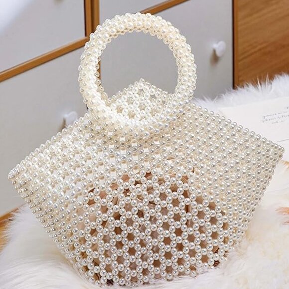 Neiman Marcus SIlk-Lined Pearl Clutch Purse - Picture 5 of 6